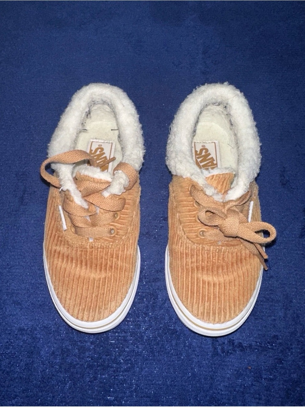 Preschool Kids Sherpa Faux Fur Cozy Meerkat Cord Shoes Vans Corduroy size 12.5